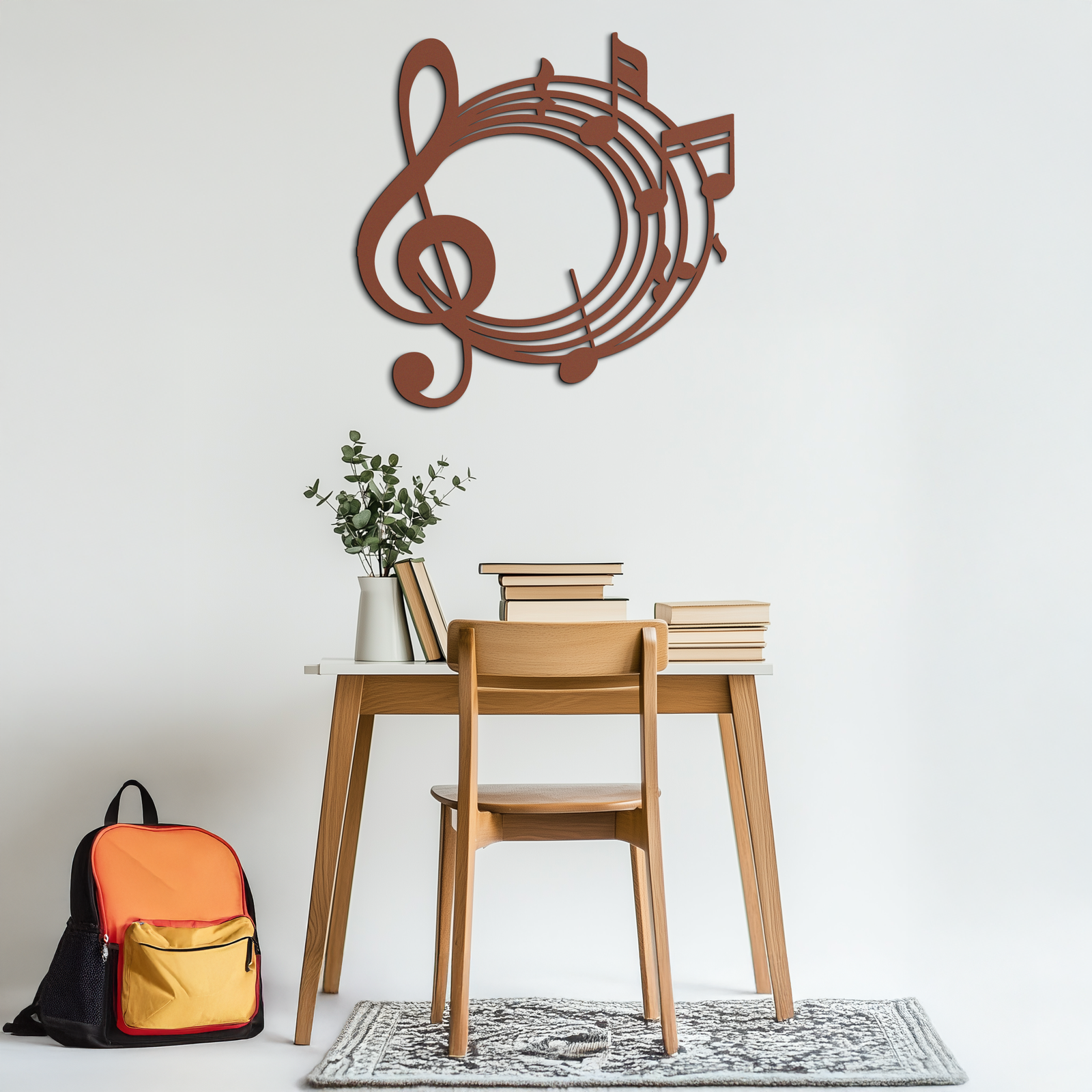 Musical Notes Circle Metal Wall Art – Treble Clef Music Decor for Home or Studio- KAF596