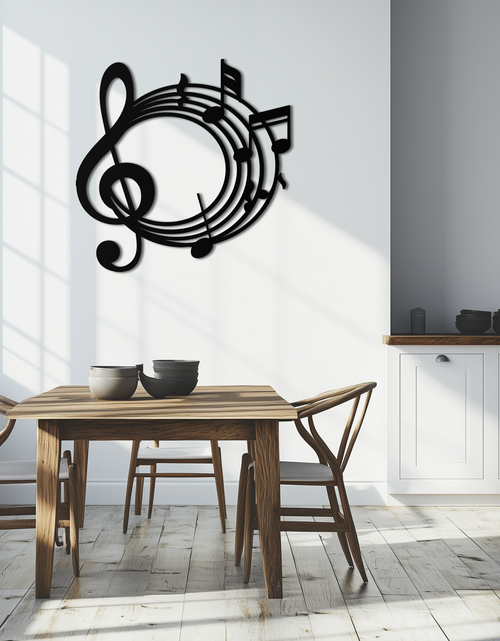 Resmi Galeri görüntüleyicisine yükleyin, Müzik Notaları Çemberi Metal Duvar Sanatı – Tiz Anahtar Müzik Dekoru Ev veya Stüdyo için- KAF596
