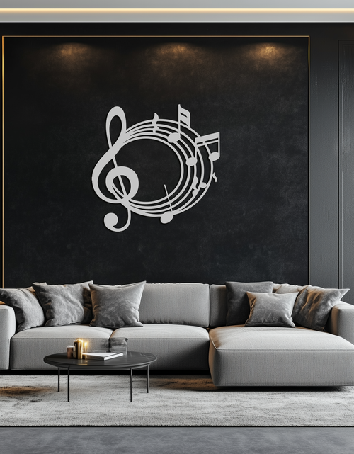 Resmi Galeri görüntüleyicisine yükleyin, Müzik Notaları Çemberi Metal Duvar Sanatı – Tiz Anahtar Müzik Dekoru Ev veya Stüdyo için- KAF596
