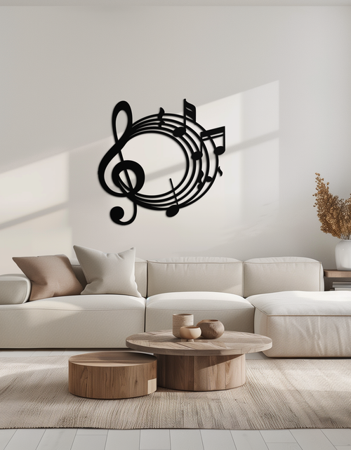 Resmi Galeri görüntüleyicisine yükleyin, Müzik Notaları Çemberi Metal Duvar Sanatı – Tiz Anahtar Müzik Dekoru Ev veya Stüdyo için- KAF596
