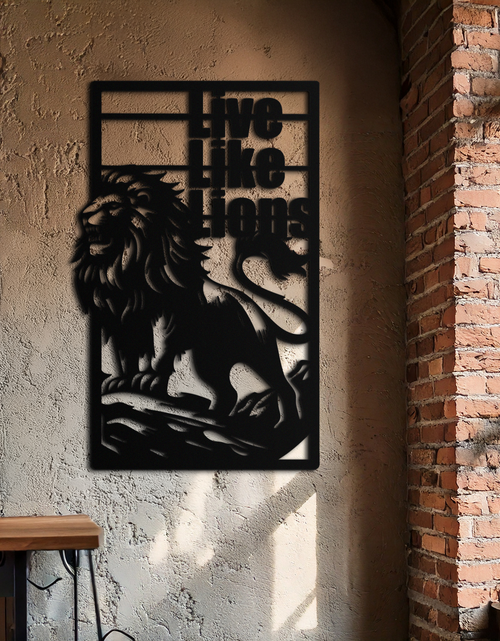 Load image into Gallery viewer, Live Like Lions Metal Wall Art – Powerful Roaring Lion Decor for Motivational Spaces- KAF597
