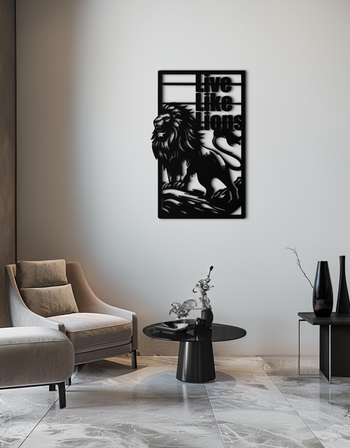 Load image into Gallery viewer, Live Like Lions Metal Wall Art – Powerful Roaring Lion Decor for Motivational Spaces- KAF597
