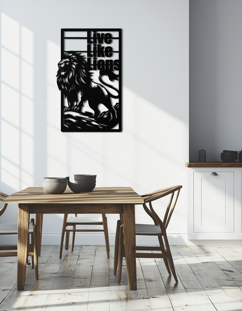 Load image into Gallery viewer, Live Like Lions Metal Wall Art – Powerful Roaring Lion Decor for Motivational Spaces- KAF597

