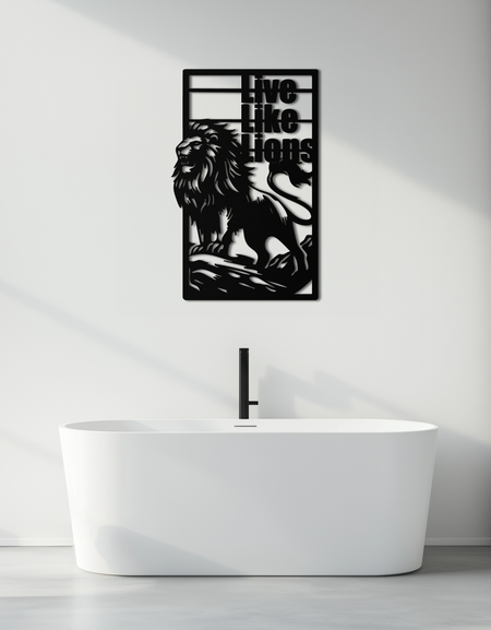 Aslanlar Gibi Yaşa Metal Duvar Sanatı – Motivasyonel Alanlar İçin Güçlü Kükreyen Aslan Dekoru- KAF597