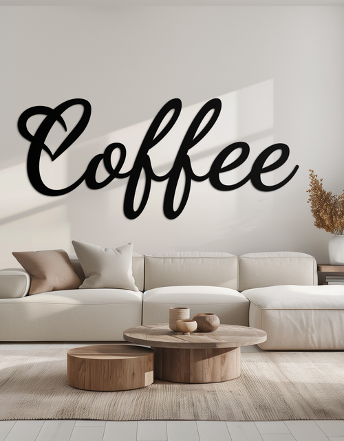 Load image into Gallery viewer, Coffee Script Metal Wall Art – Heart Shaped Lettering Coffee Sign for Kitchen Decor- KAF600
