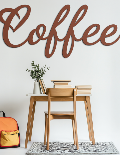 Load image into Gallery viewer, Coffee Script Metal Wall Art – Heart Shaped Lettering Coffee Sign for Kitchen Decor- KAF600

