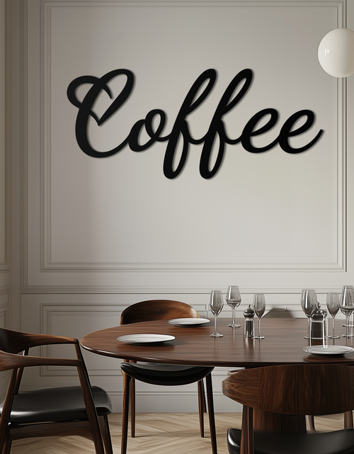 Load image into Gallery viewer, Coffee Script Metal Wall Art – Heart Shaped Lettering Coffee Sign for Kitchen Decor- KAF600
