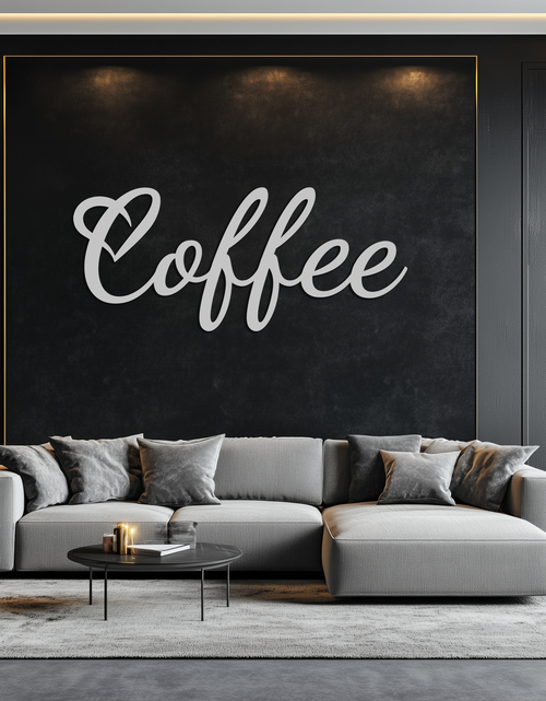 Load image into Gallery viewer, Coffee Script Metal Wall Art – Heart Shaped Lettering Coffee Sign for Kitchen Decor- KAF600
