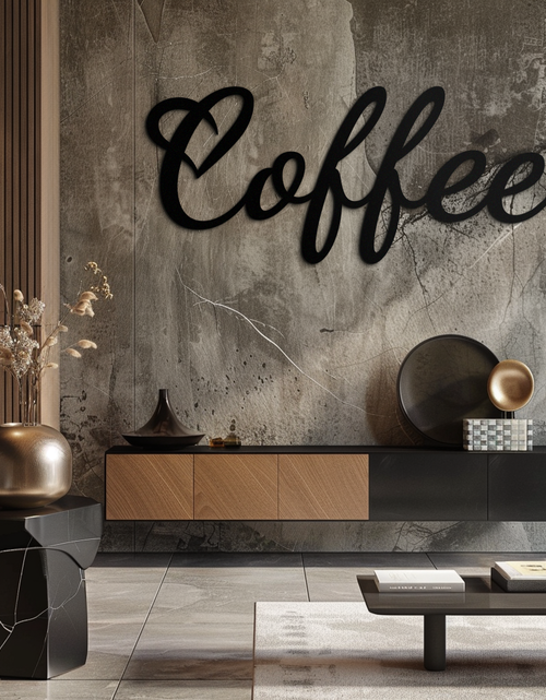 Load image into Gallery viewer, Coffee Script Metal Wall Art – Heart Shaped Lettering Coffee Sign for Kitchen Decor- KAF600
