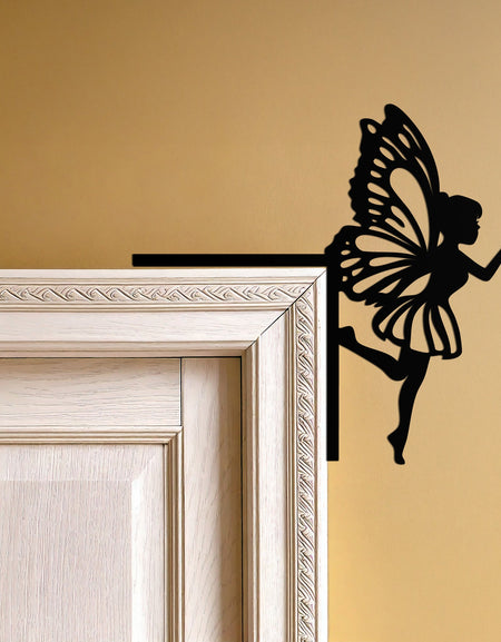 Fairy Corner Metal Door Decor – Whimsical Butterfly Fairy Holding Star Design- KAF602