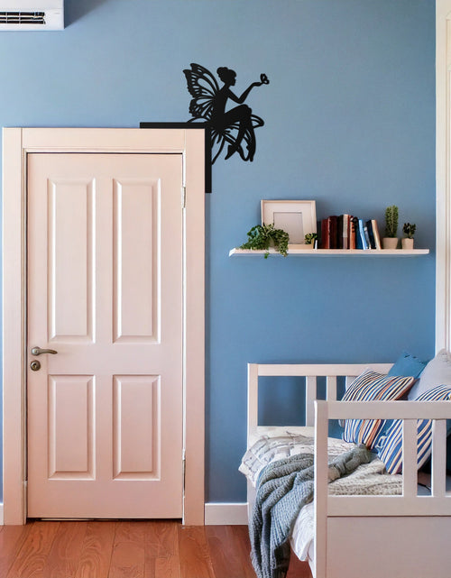 Load image into Gallery viewer, Fairy Corner Shelf Metal Wall Art – Whimsical Butterfly Fairy Decor for Girls’ Rooms- KAF605
