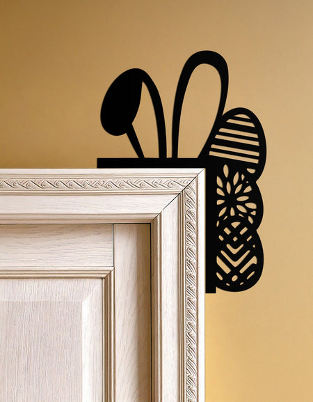 Easter Bunny Corner Metal Wall Art – Festive Rabbit Ear and Egg Decor Accent- KAF606