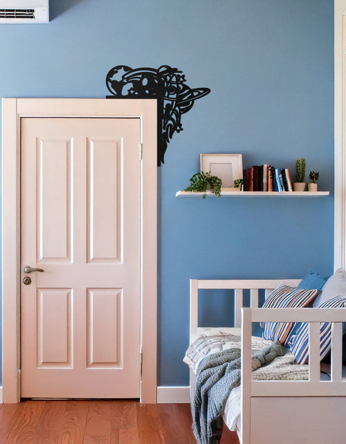 Load image into Gallery viewer, Space Theme Rocket and Planets Metal Door Corner Decor – Kids Room Cosmic Wall Art-KAF607

