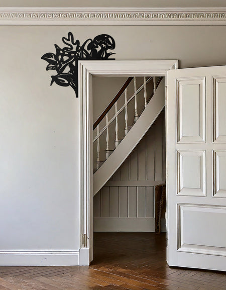 Mantar Kapı Köşe Metal Duvar Sanatı – Tuhaf Doğa Temalı Metal Dekor-KAF608