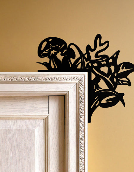 Mantar Kapı Köşe Metal Duvar Sanatı – Tuhaf Doğa Temalı Metal Dekor-KAF608