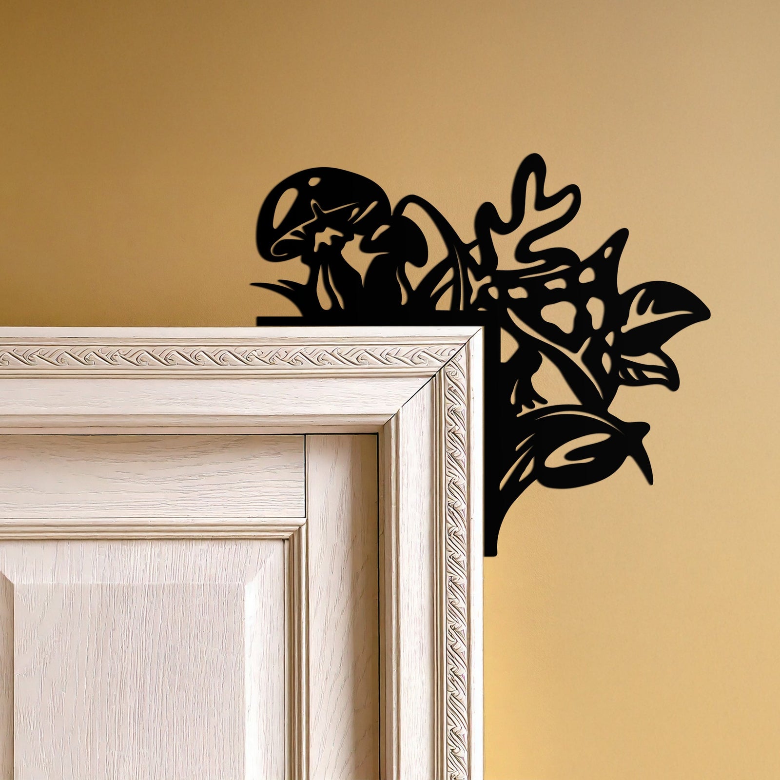 Mushroom Door Corner Metal Wall Art – Whimsical Nature-Themed Metal Decor-KAF608