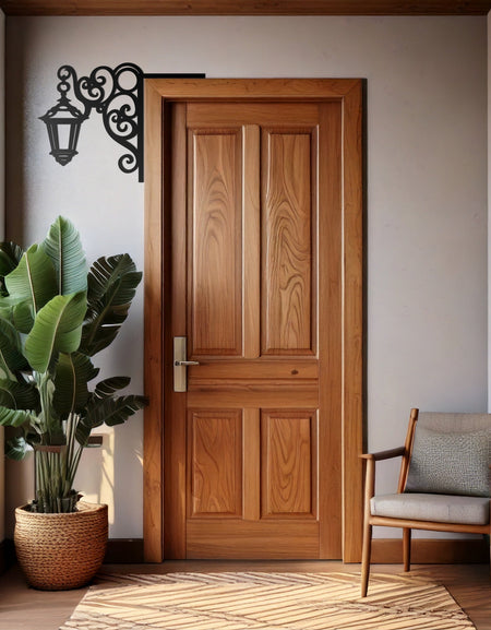 Vintage Fener Köşe Metal Duvar Sanatı – Zarif Sokak Lambası Kapı Dekoru-KAF611