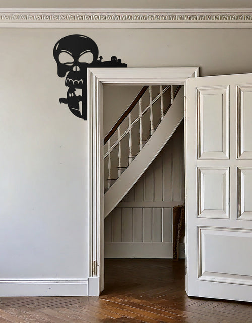 Load image into Gallery viewer, Skull and Bat Corner Metal Wall Art – Spooky Halloween Door Decor-KAF612
