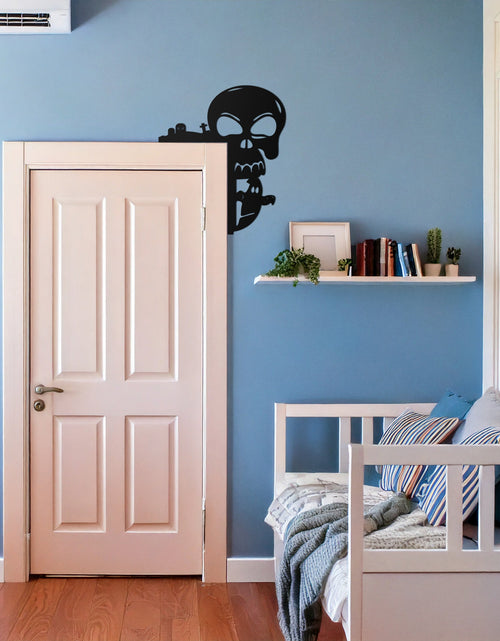 Load image into Gallery viewer, Skull and Bat Corner Metal Wall Art – Spooky Halloween Door Decor-KAF612
