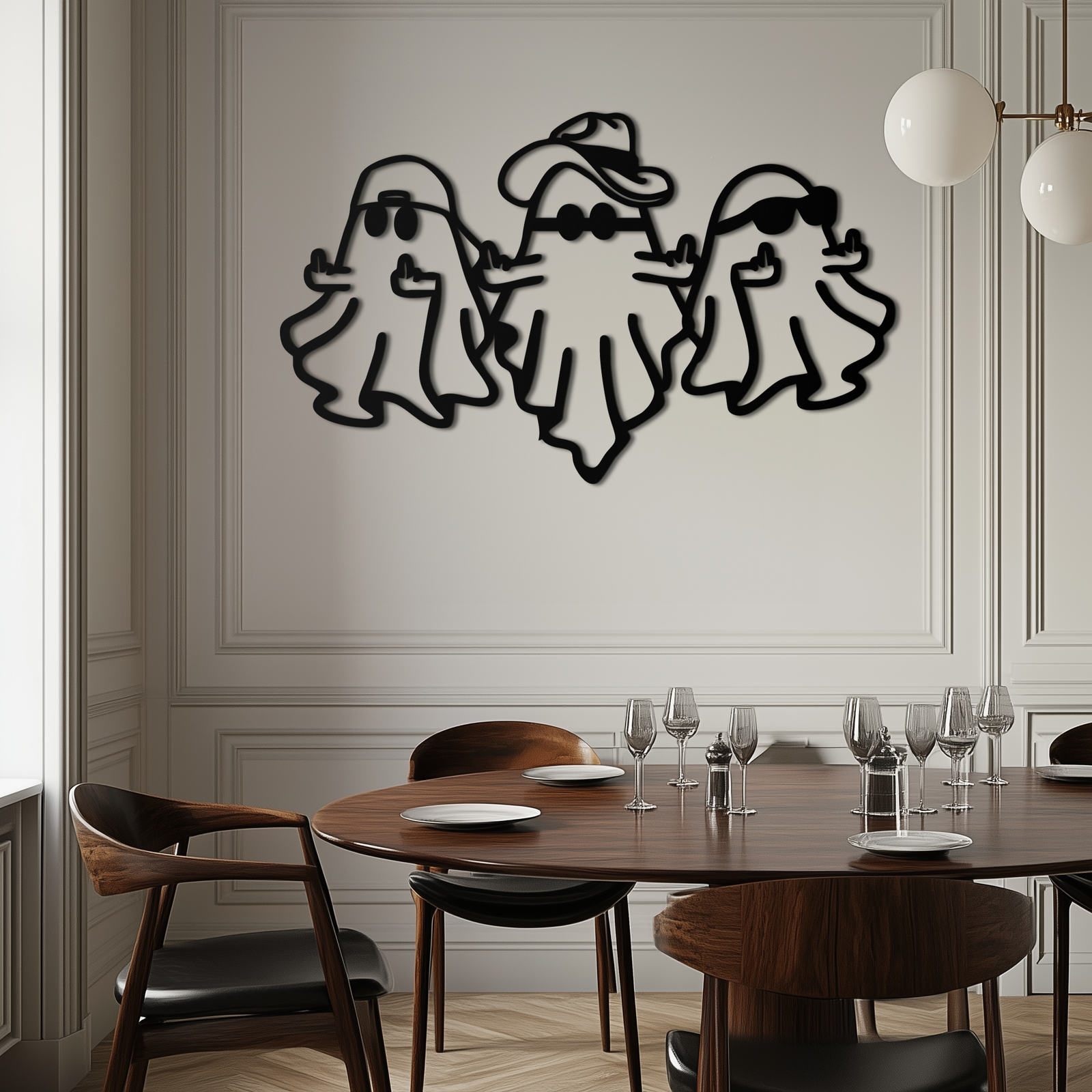 Funny Gangster Ghosts Metal Wall Art – Halloween Cool Spirits Decor-KAF613