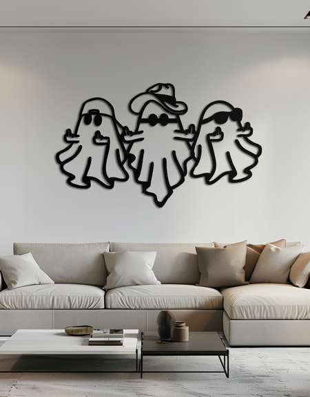 Funny Gangster Ghosts Metal Wall Art – Halloween Cool Spirits Decor-KAF613