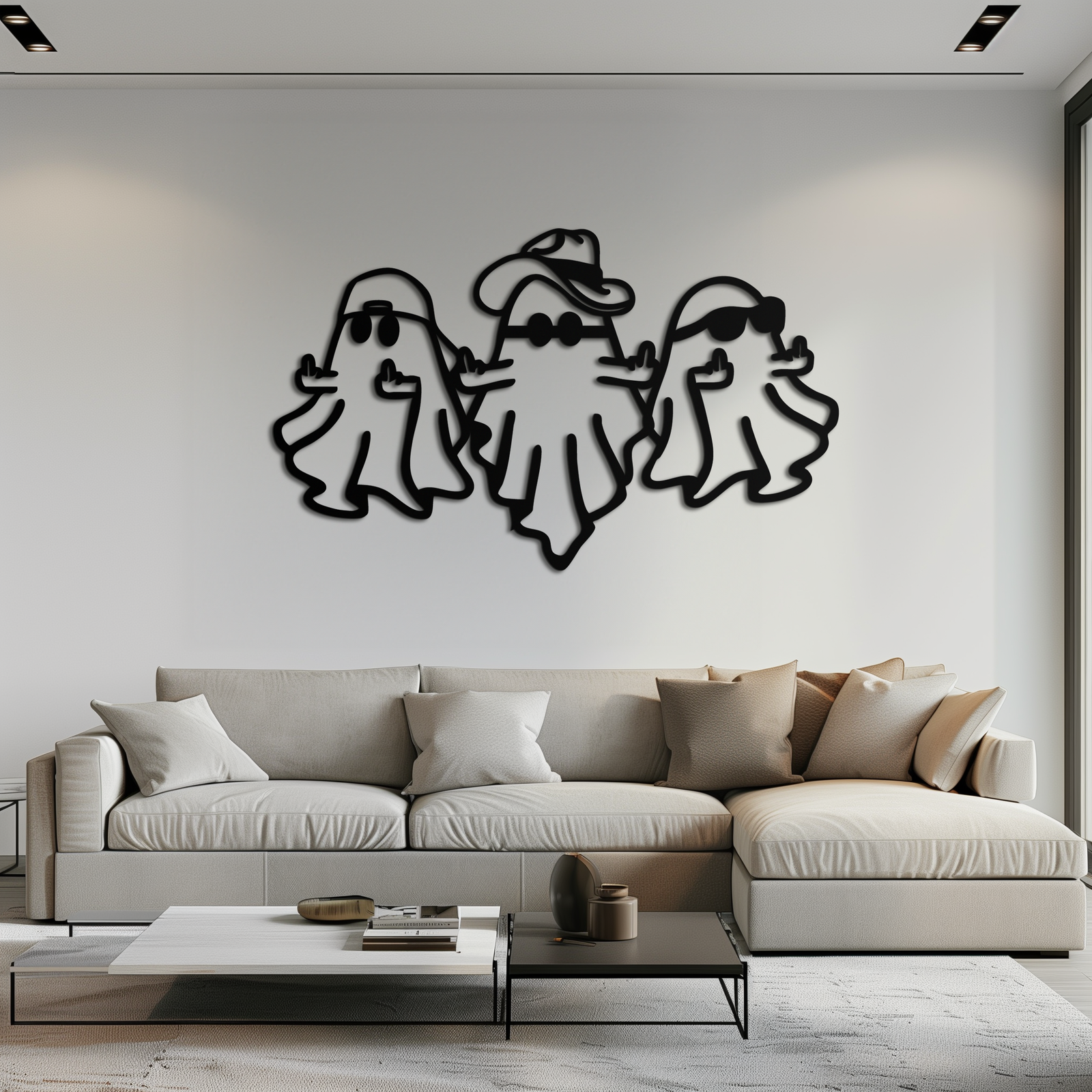 Funny Gangster Ghosts Metal Wall Art – Halloween Cool Spirits Decor-KAF613