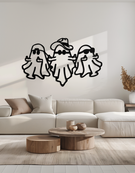 Funny Gangster Ghosts Metal Wall Art – Halloween Cool Spirits Decor-KAF613