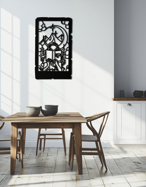 Load image into Gallery viewer, Reading Lady Metal Wall Art – Book Lover Silhouette with Moon and Mountains-KAF616
