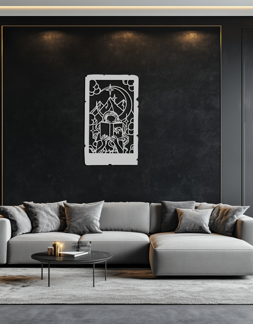 Load image into Gallery viewer, Reading Lady Metal Wall Art – Book Lover Silhouette with Moon and Mountains-KAF616

