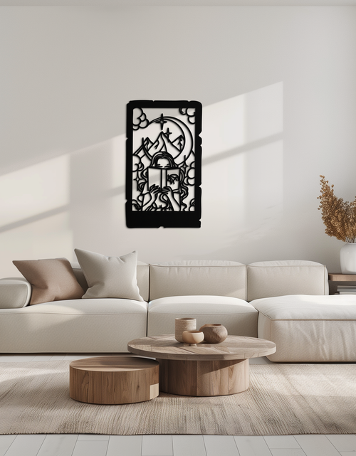 Load image into Gallery viewer, Reading Lady Metal Wall Art – Book Lover Silhouette with Moon and Mountains-KAF616
