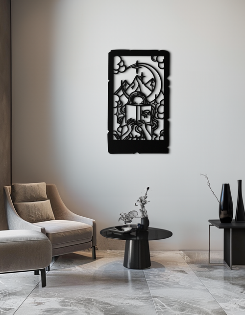 Load image into Gallery viewer, Reading Lady Metal Wall Art – Book Lover Silhouette with Moon and Mountains-KAF616
