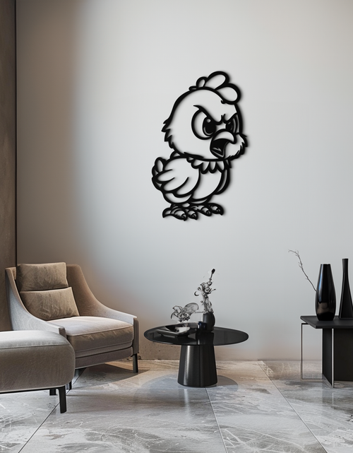 Load image into Gallery viewer, Angry Chick Metal Wall Art – Cartoon Chicken Silhouette Wall Decor-KAF618

