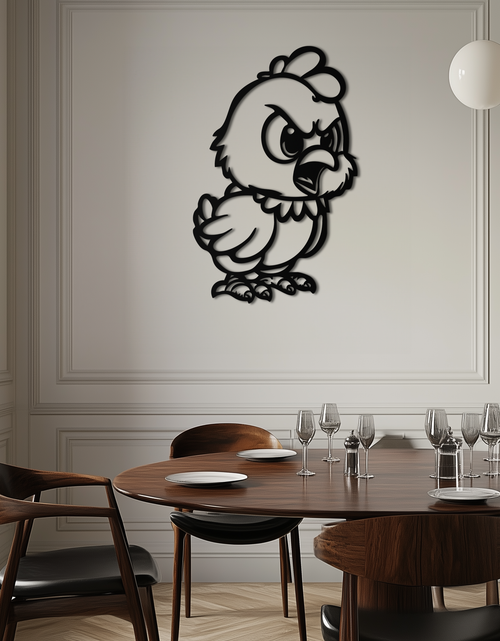 Load image into Gallery viewer, Angry Chick Metal Wall Art – Cartoon Chicken Silhouette Wall Decor-KAF618
