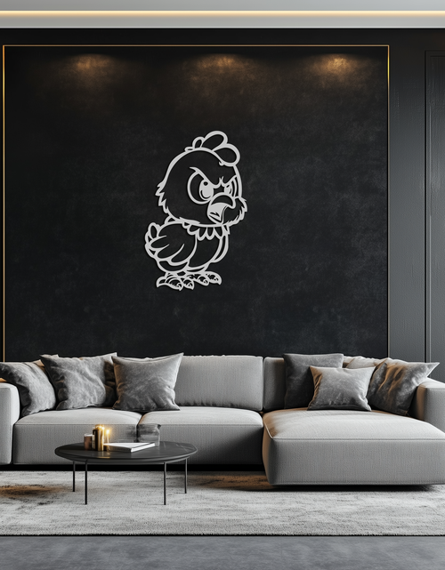 Load image into Gallery viewer, Angry Chick Metal Wall Art – Cartoon Chicken Silhouette Wall Decor-KAF618
