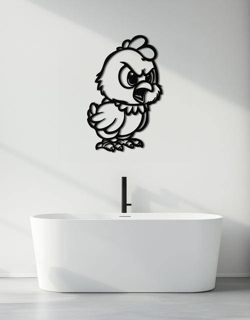 Load image into Gallery viewer, Angry Chick Metal Wall Art – Cartoon Chicken Silhouette Wall Decor-KAF618
