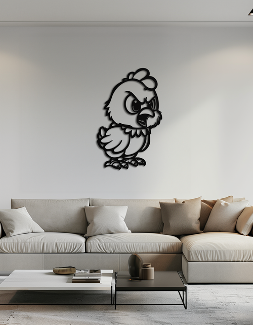 Load image into Gallery viewer, Angry Chick Metal Wall Art – Cartoon Chicken Silhouette Wall Decor-KAF618
