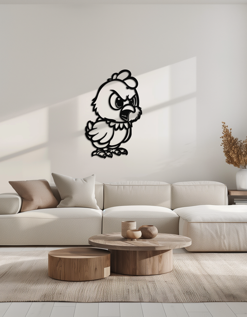 Load image into Gallery viewer, Angry Chick Metal Wall Art – Cartoon Chicken Silhouette Wall Decor-KAF618
