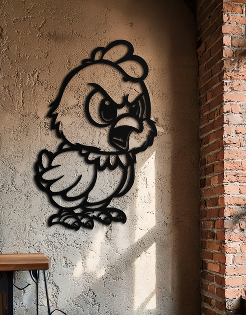 Load image into Gallery viewer, Angry Chick Metal Wall Art – Cartoon Chicken Silhouette Wall Decor-KAF618
