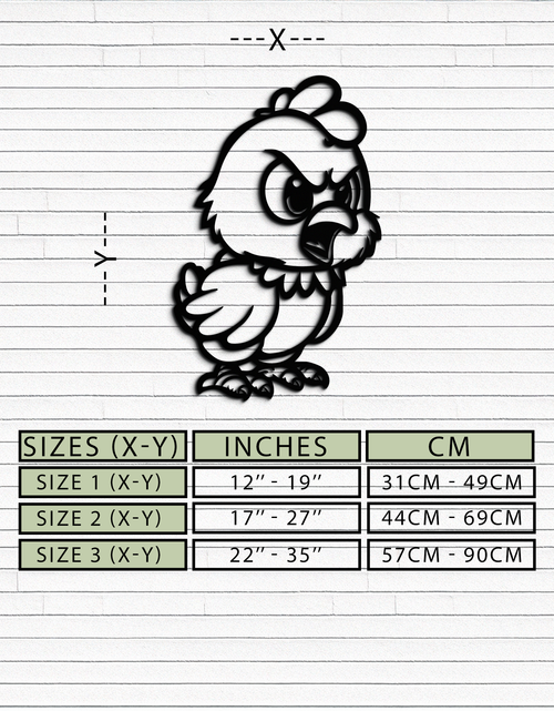 Load image into Gallery viewer, Angry Chick Metal Wall Art – Cartoon Chicken Silhouette Wall Decor-KAF618
