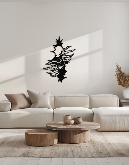 Load image into Gallery viewer, Skeleton Hands and Skull Metal Wall Art – Ripped Wall Horror Decor-KAF619
