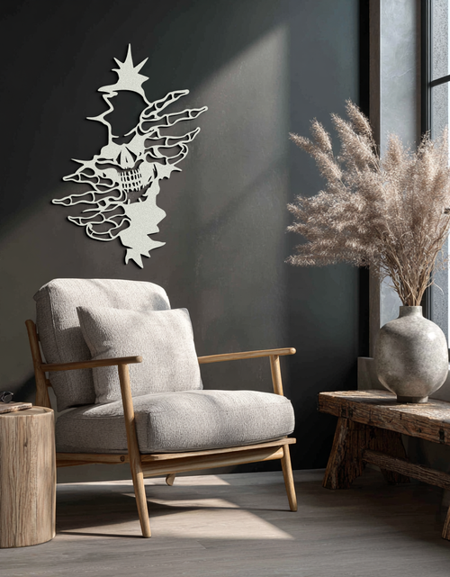 Load image into Gallery viewer, Skeleton Hands and Skull Metal Wall Art – Ripped Wall Horror Decor-KAF619
