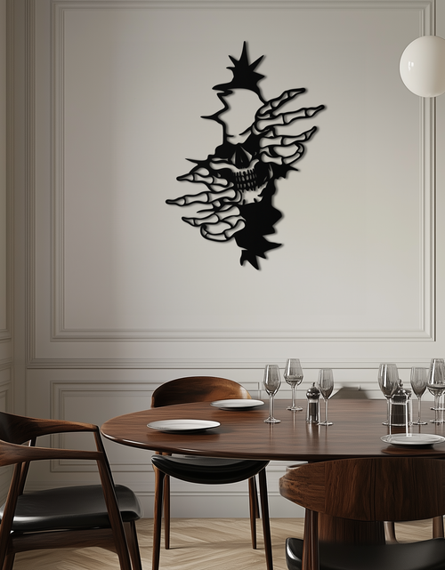 Load image into Gallery viewer, Skeleton Hands and Skull Metal Wall Art – Ripped Wall Horror Decor-KAF619
