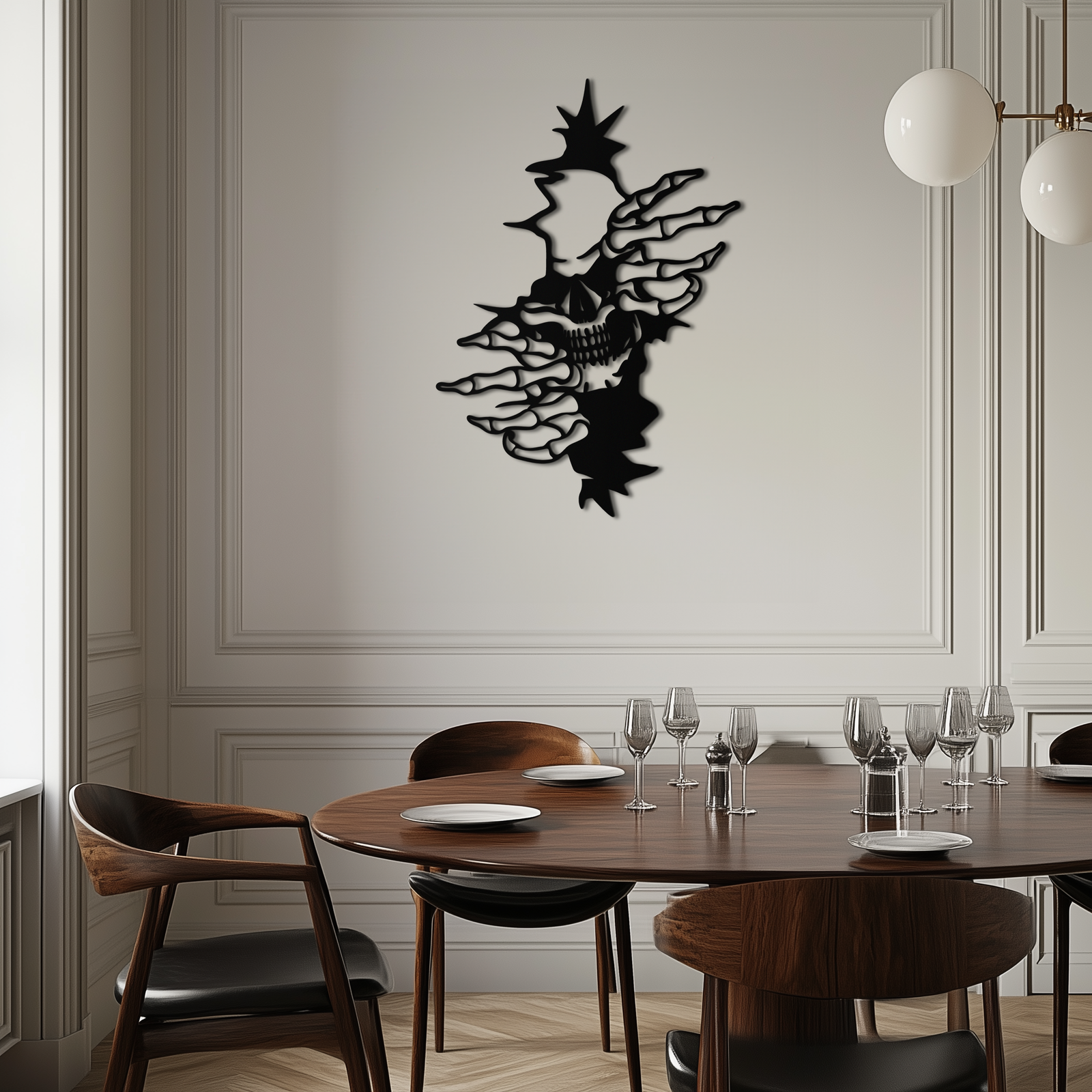 Skeleton Hands and Skull Metal Wall Art – Ripped Wall Horror Decor-KAF619
