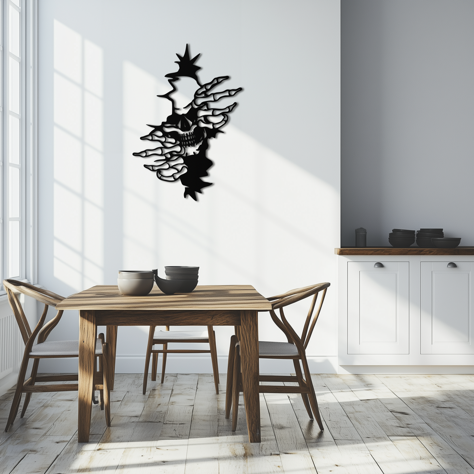 Skeleton Hands and Skull Metal Wall Art – Ripped Wall Horror Decor-KAF619