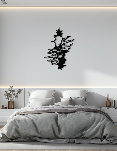 Load image into Gallery viewer, Skeleton Hands and Skull Metal Wall Art – Ripped Wall Horror Decor-KAF619
