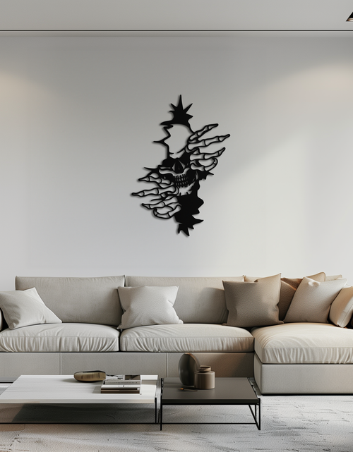 Load image into Gallery viewer, Skeleton Hands and Skull Metal Wall Art – Ripped Wall Horror Decor-KAF619
