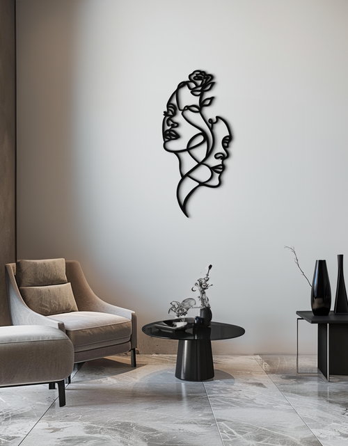 Load image into Gallery viewer, Abstract Line Art Woman Faces Metal Wall Art – Modern Minimalist Home Decor-KAF620
