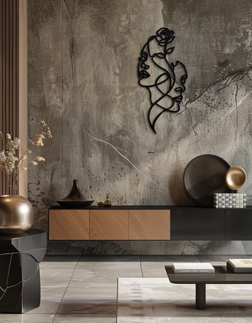 Load image into Gallery viewer, Abstract Line Art Woman Faces Metal Wall Art – Modern Minimalist Home Decor-KAF620
