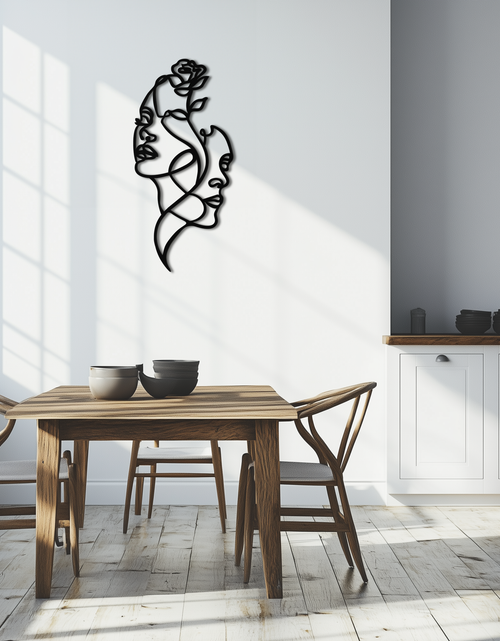 Load image into Gallery viewer, Abstract Line Art Woman Faces Metal Wall Art – Modern Minimalist Home Decor-KAF620
