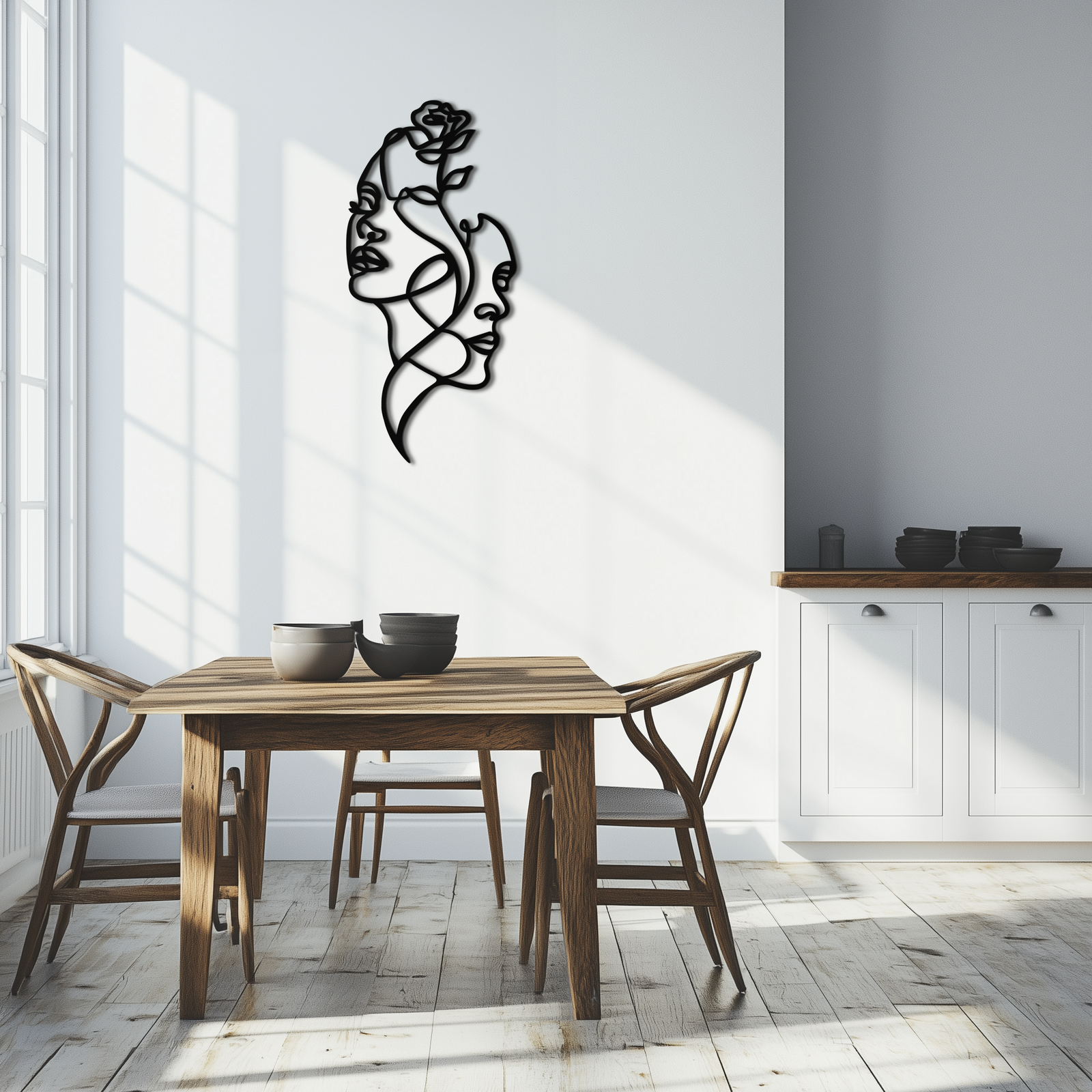 Abstract Line Art Woman Faces Metal Wall Art – Modern Minimalist Home Decor-KAF620